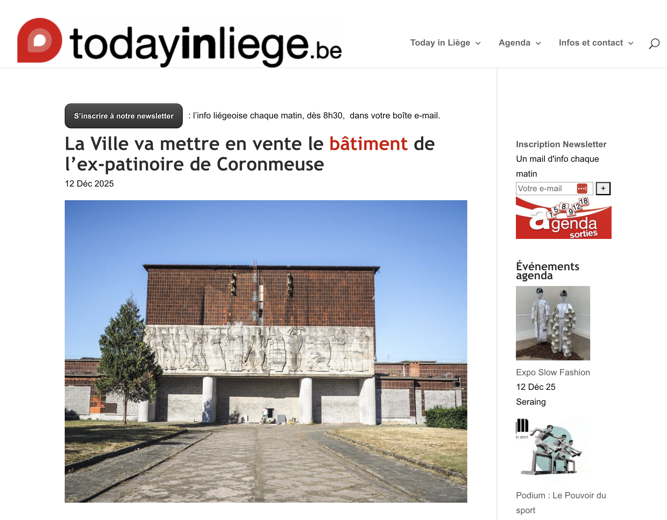 La Ville va mettre en vente le bâtiment de l’ex-patinoire de Coronmeuse –  Today in Liège