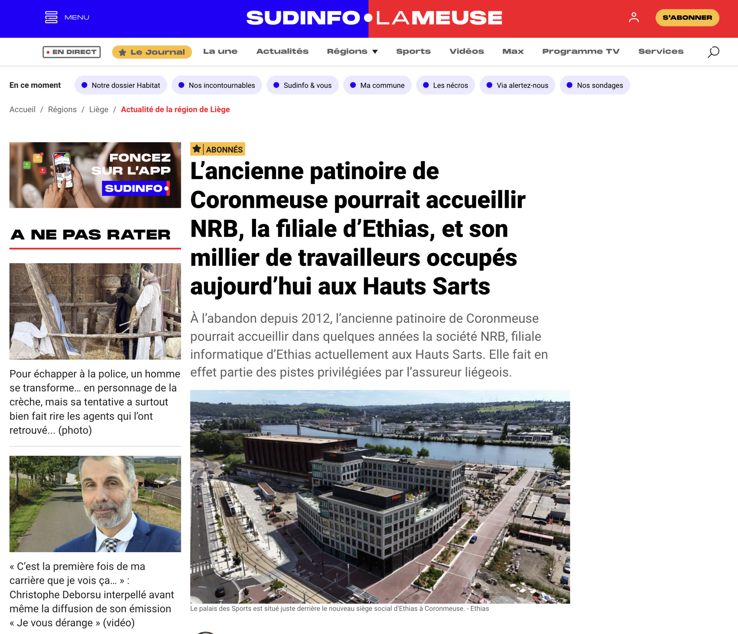 L’ancienne patinoire de Coronmeuse pourrait accueillir NRB, la filiale d’Ethias… – La Meuse