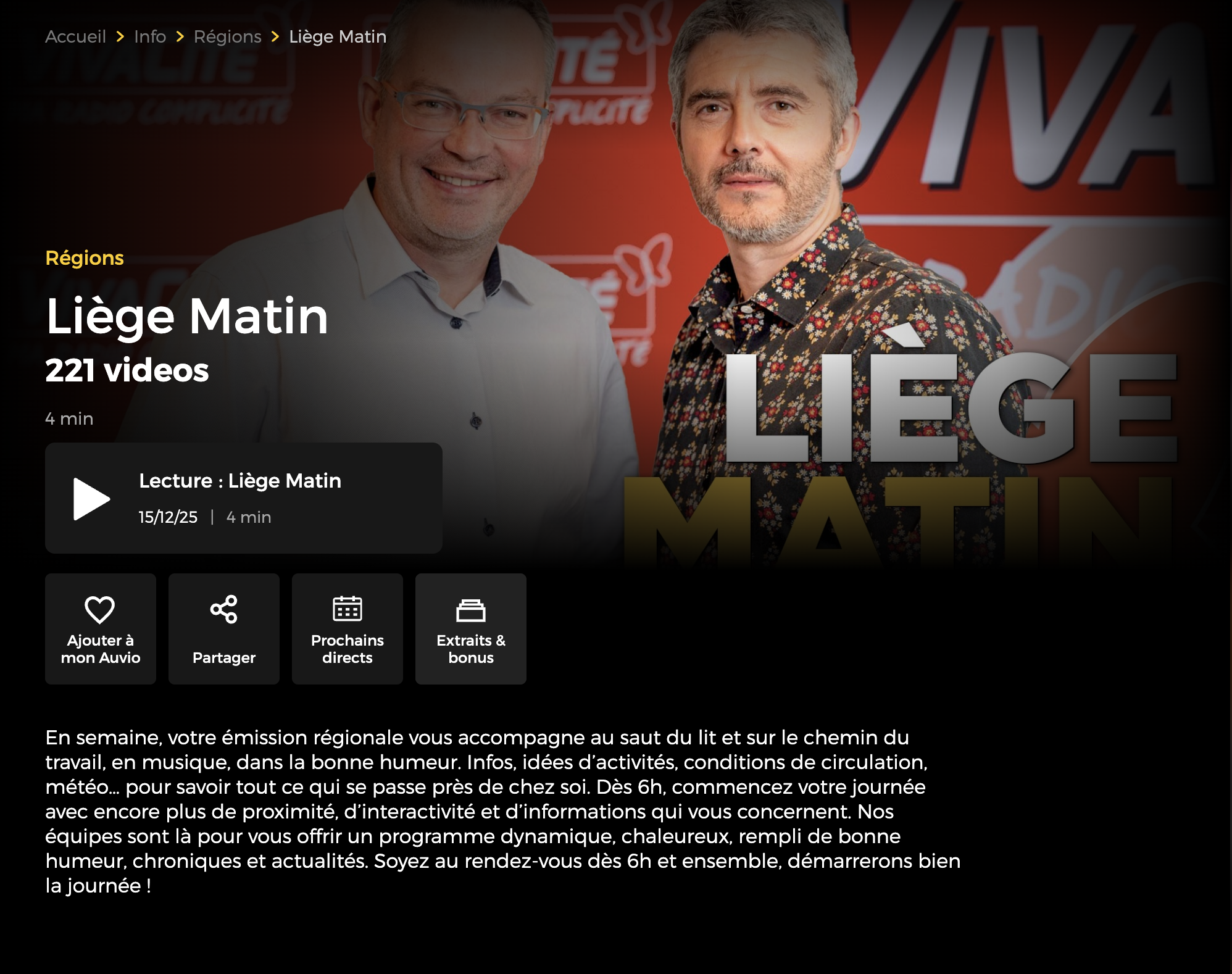 Liège matin – Vivacité / Passage à 18 min