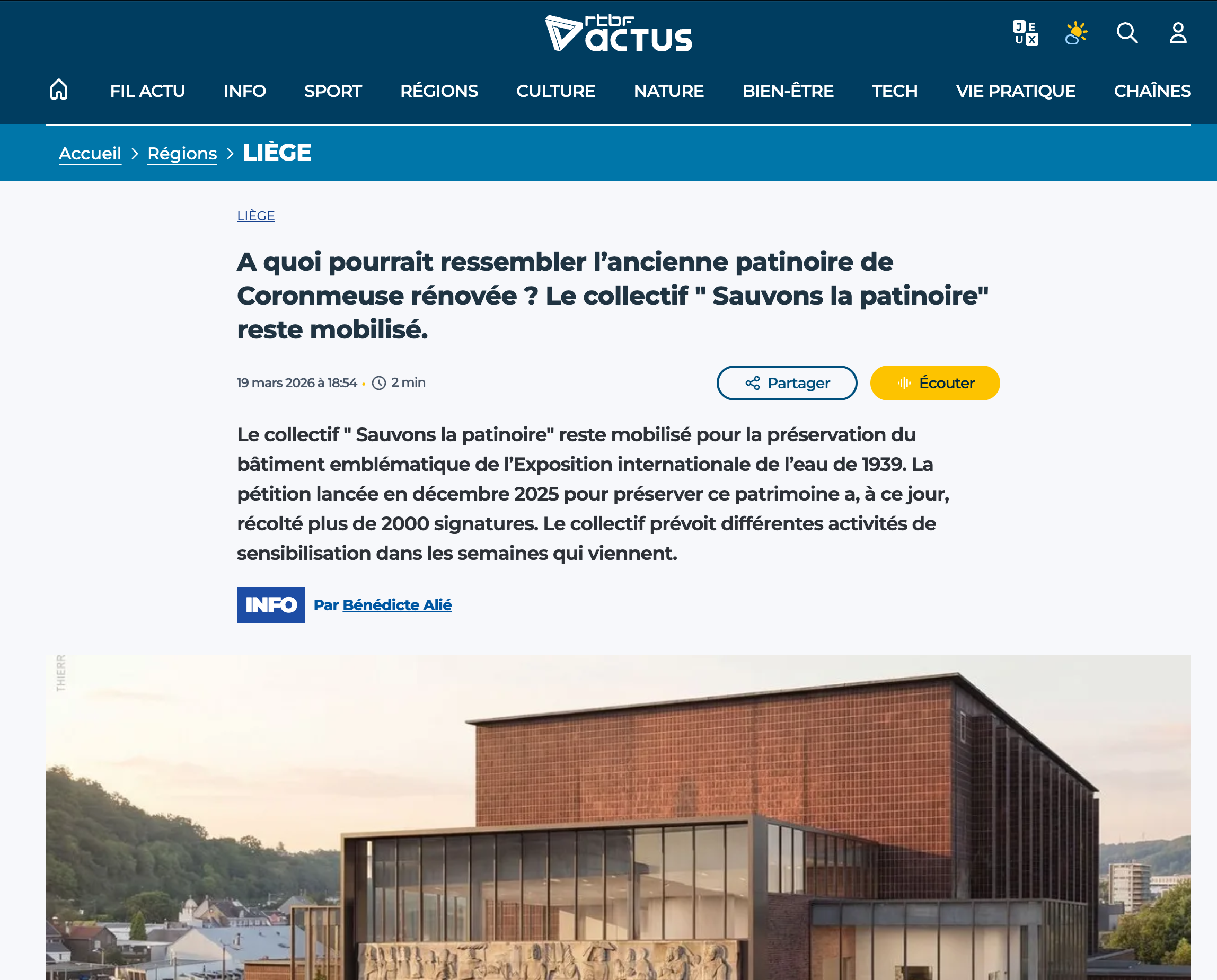A quoi pourrait ressembler l’ancienne patinoire de Coronmeuse rénovée ? Le collectif  » Sauvons la patinoire » reste mobilisé. – RTBF
